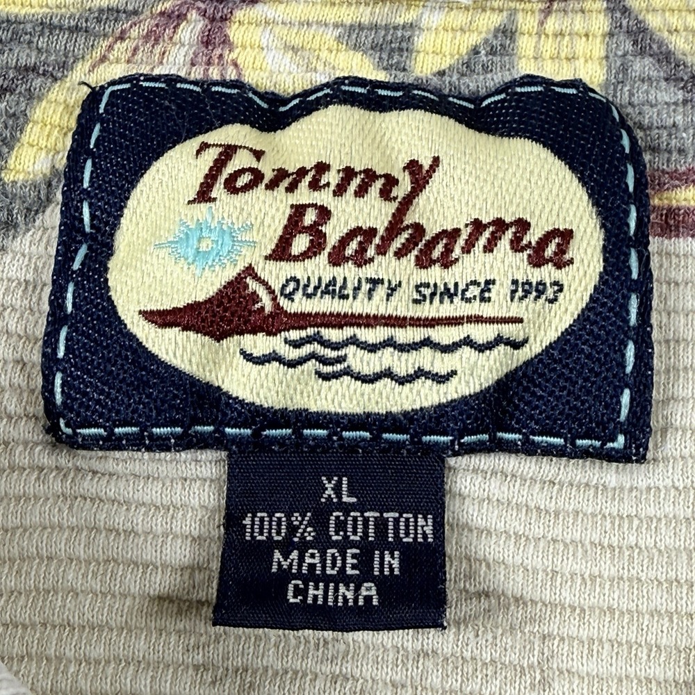 Vintage Tommy Bahama Hawaiian Polo Shirt XL Floral Tropical Island Resort‎ Beige - Picture 11 of 14